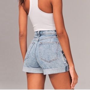 abercrombie womens high rise 80's denim mom shorts